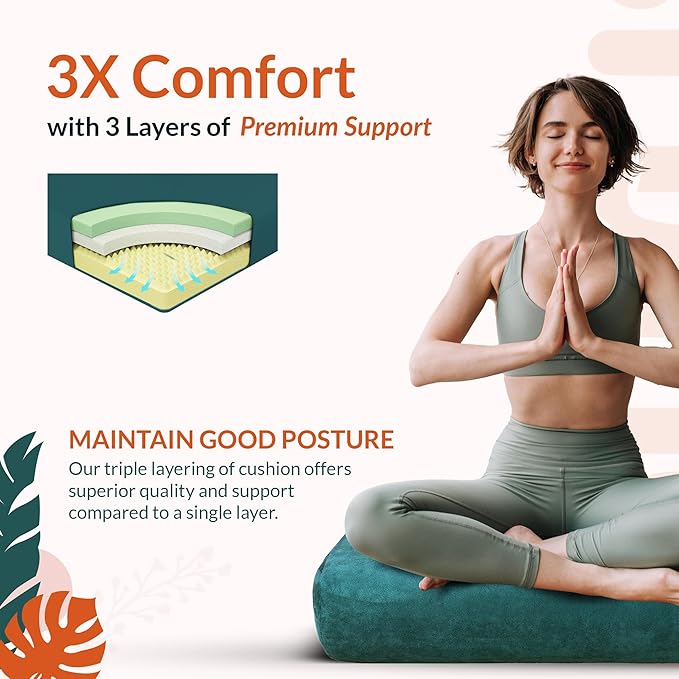 Gurus Super Soft & Firm Yoga Bolster Pillow - Lightweight, Easy to Carry with Handles - Rectangular, Machine Washable Cover