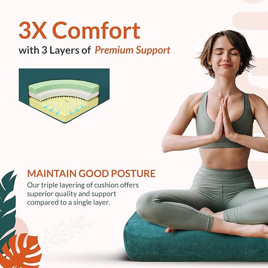 Gurus Super Soft & Firm Yoga Bolster Pillow - Lightweight, Easy to Carry with Handles - Rectangular, Machine Washable Cover