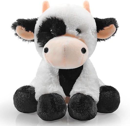Plush Cow Sitting Stuffed Animal Toys, Realistic Cow Stuffed Animals Plush Toy Filled in Limbs 8.5 Inch Soft Huggable Gifts for Kids with Stuffed Animals Birthday Gift for Girls Boys