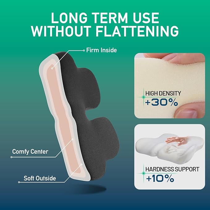 Non-Flattening Memory Foam Seat Cushion for Office Chairs,Gaming Chairs – Ergonomic Design for Tailbone Pain Relief, Long-Lasting Support, Gifts for Women/Men, Office Desk Accessories,Dark Grey