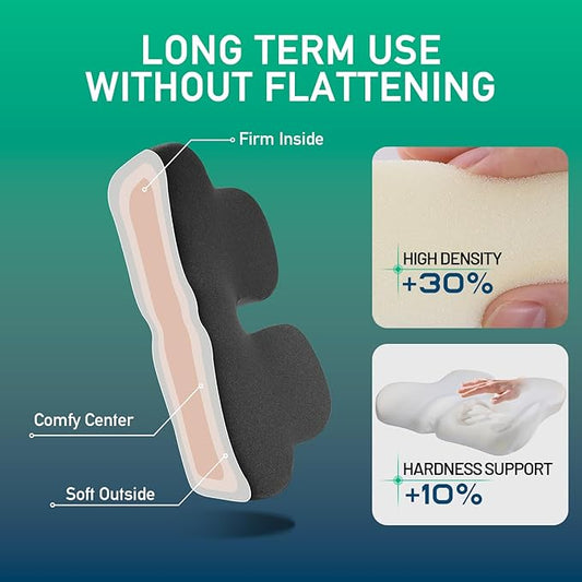 Non-Flattening Memory Foam Seat Cushion for Office Chairs,Gaming Chairs – Ergonomic Design for Tailbone Pain Relief, Long-Lasting Support, Gifts for Women/Men, Office Desk Accessories,Dark Grey