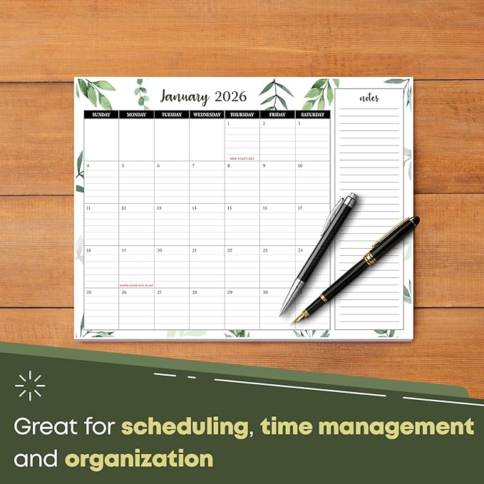 2026 Year Desk Calendar 11" x 8.5" Desktop or Wall Planner, Tear-Off Pad for Easy Planning, Includes a Notes Section To Do's Monthly Tasks for the Year of 2026 | Runs from January 2026 - January 2027