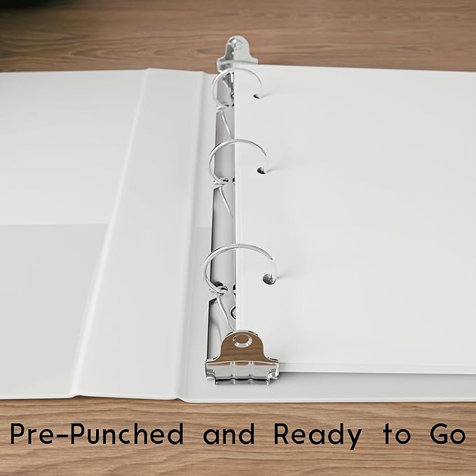 Half Letter Blank Paper, 3-Hole Punched, 250 Sheets/500 Pages, 100 GSM, Printer Paper Binder Refill, 5.5 in. x 8.5 in.