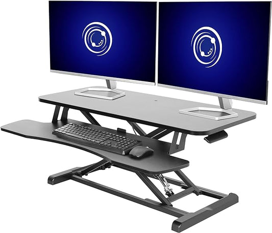 VIVO 36 inch Desk Converter, K Series, Height Adjustable Sit to Stand Riser, Dual Monitor and Laptop Workstation with Wide Keyboard Tray, Black, DESK-V036KB