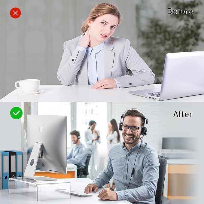 Acrylic Monitor Stand Riser Acrylic Laptop Stand Riser PC Holder Clear Computer Monitor Stand for Desk White Laptop Stand for Desk Compatible with iMac MacBook All Notebooks