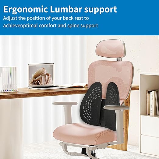Lumbar Support Pillow for Chairs - Ergonomic Back Cushion for Office, Car & Gaming with Adjustable Straps for Lower Back Pain Relief & Better Posture