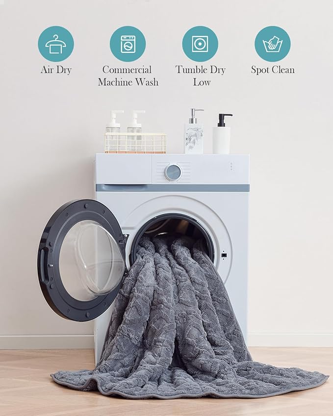 Topblan Weighted Blanket Full Size 15 Pounds, Soft Weighted Blanket with Doubled-Sized Shaggy Sherpa, Jacquard Knitted Stylish Warm Weighted Blankets Throw for Better Sleep, Grey, 48 x 72 inches