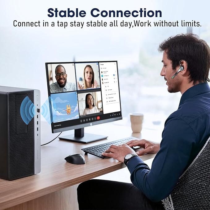 Bluetooth Headset, Wireless Earpiece with Upgrade Noise Canceling Mic,500mAh Charging Case Support 72H Talking Time,Hand-Free Headphones with Mute Button for Computer Cell Phones Trucker Work