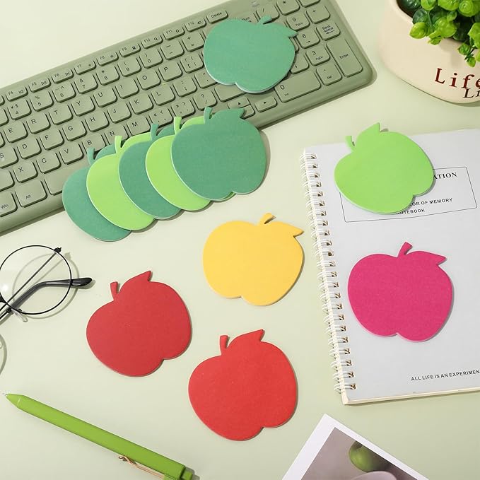 24 Pack Back to School Sticky Notes 6 Colors 3 x 3 Inch Apples Sticky Notepads Colorful Sticky Memo Pads for School Classroom Party Decor Supplies, 480 Sheets