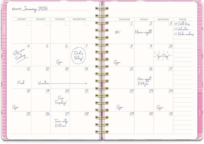 Orange Circle Studio Undated Tri-Tab Academic Planner 2026, Darling Dots, Daily Notebook Journal, Cute Weekly and Monthly Calendar with Pocket, Stickers, Lined Pages for To Do lists and Planning