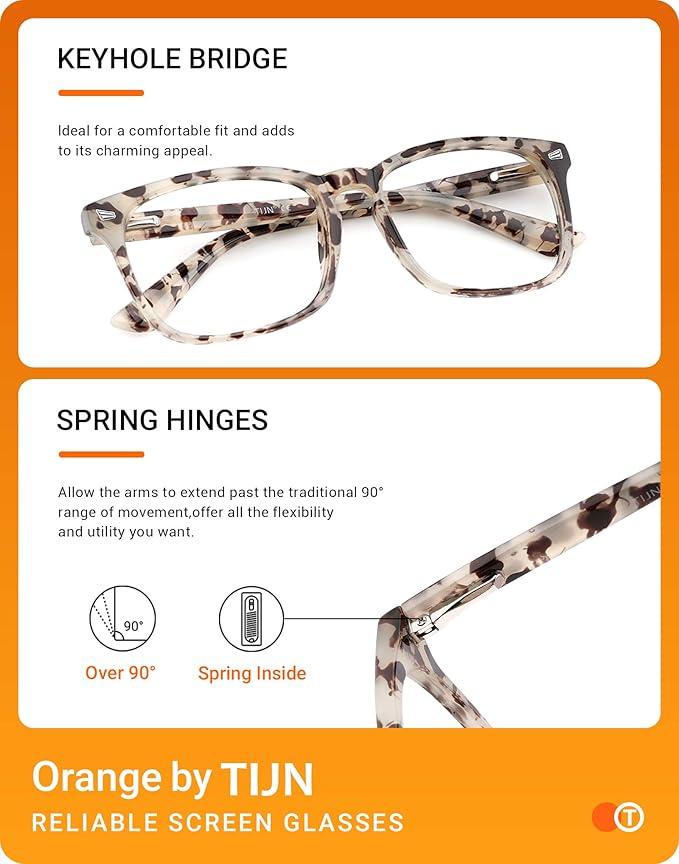 TIJN Blue Light Blocking Glasses for Women Men Clear Frame Square Nerd Eyeglasses Anti Blue Ray Computer Screen Glasses