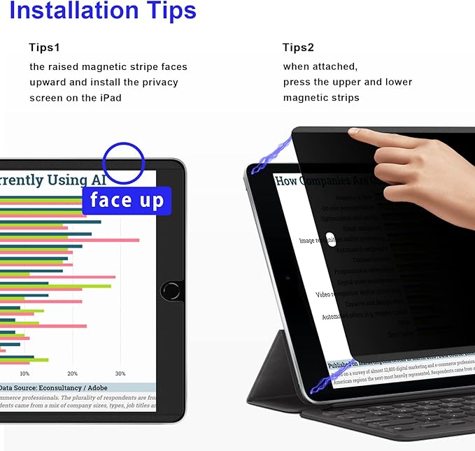 Mamol Magnetic iPad 10.2 Privacy Screen Protector for Apple iPad 10.2" 9th/8th/7th Generation 2021/2020/2019, Removable&Reusable Anti Blue Light Glare Spy Privacy Filter for iPad 10.2 Inch, High