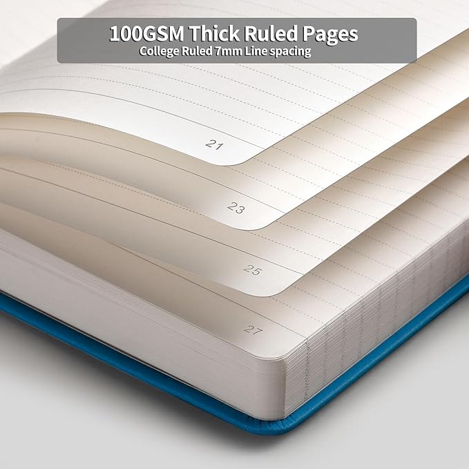 HIUKOOKA College Ruled Journal Notebook,320 Pages A5 Hardcover Large Journal,Thick Paper,Leather Journal for Writing Office School Business,5.75''x8.38''-Navyblue