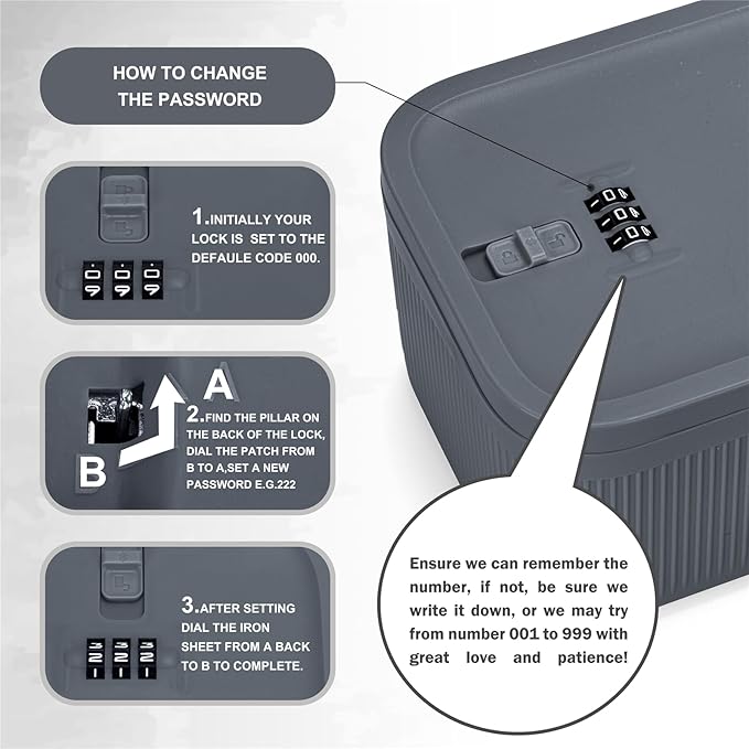 Lockable Storage Box,Medicine Lock Box Travel Case,Refrigerator Bin Container for Food,Medicines,Snacks,Locking Mobile Cell Phone Device Jail,Small Lockbox for Office,Home,School,Father Gift (Navy)
