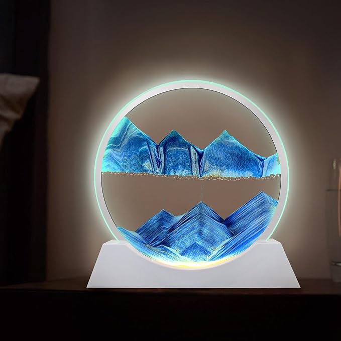 Aoderun 12" Moving Sand Art & Light 3 Color Changing 3D Deep Sea Sand Art Sandscape for Adults' Relaxing Toys & Desktop/Home Office