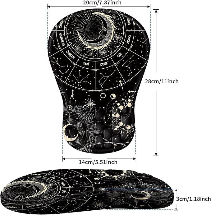 Ergonomic Mouse Pad with Wrist Rest Support, Mousepad with Comfortable Memory Foam Wrist Rest and Non-Slip PU Base for Pain Relief, Computer, Laptop, Office, Home (Constellation)