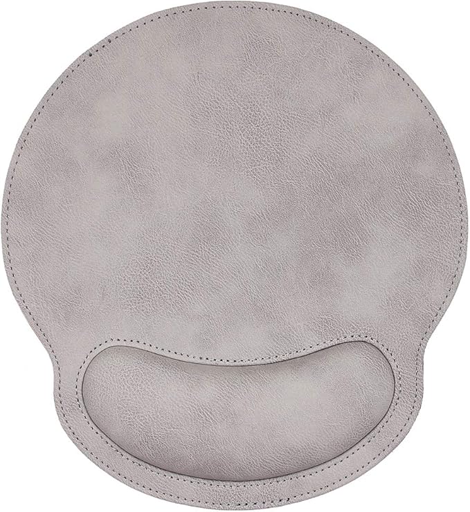 RICHEN Ergonomic PU Leather Mouse Pad with Wrist Support,Comfort Memory Foam,Waterproof Surface，Non- Slip Rubber Base for Computer Laptop & Mac,Lightweight Rest for Home,Office & Travel (Gray White)