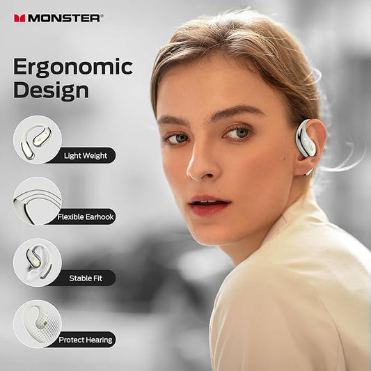 Monster Open Ear AC360, Wireless Bluetooth Rotary Earphone, with Lanyard, Upgraded Bluetooth 6.0, Touch Control, 24h Long Battery Life, IPX5 Waterproof,Long-Lasting Wear Without Fatigue