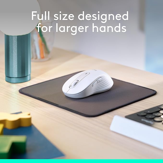 Logitech Wireless Mouse Signature M650 L Full Size - Large Hands, 2-Year Battery, Silent Clicks, Customizable Buttons, Bluetooth, PC/Mac/Chromebook - Off White, Right-Handed, Large