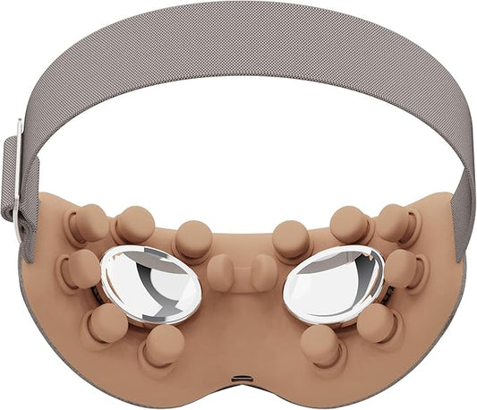 Eye Massager with 2 Level Heat & Cool, 150 Mins Uses, 3 Modes & 14 Vibration Heads, Heated Eye Mask with Bluetooth Music for Migraine, Eye Strain Puffiness and Dry Eye Relief, Relaxation for Women Men