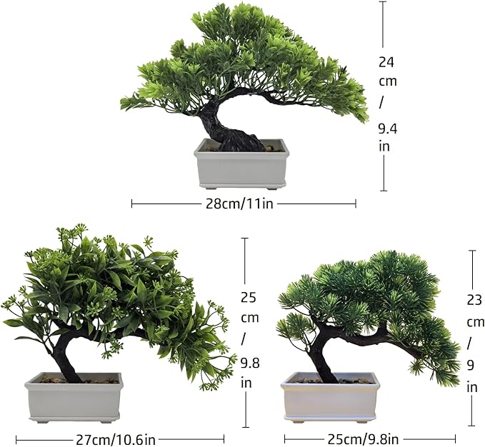 Artificial Bonsai Pine Tree Fake Desk Plants Commercial Reception Charm Adornment Home Decor Office Bookshelf Decor (Warm Colors)