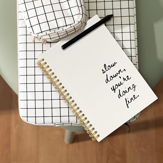 CUANFDDSF Inspirational Notebook, Positive Affirmation Journal Notebooks, Motivational Quote Journals for Writing,Writing Pads， Slow Down You're Doing Fine Hardcover Spiral Notebook 5.5x8.3 Inch