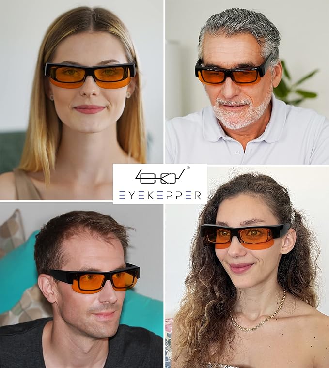 Eyekepper 100% Blue Light Reduction Fitover Anti-Blue Blocking Computer Eyeglasses with Amber Lenses
