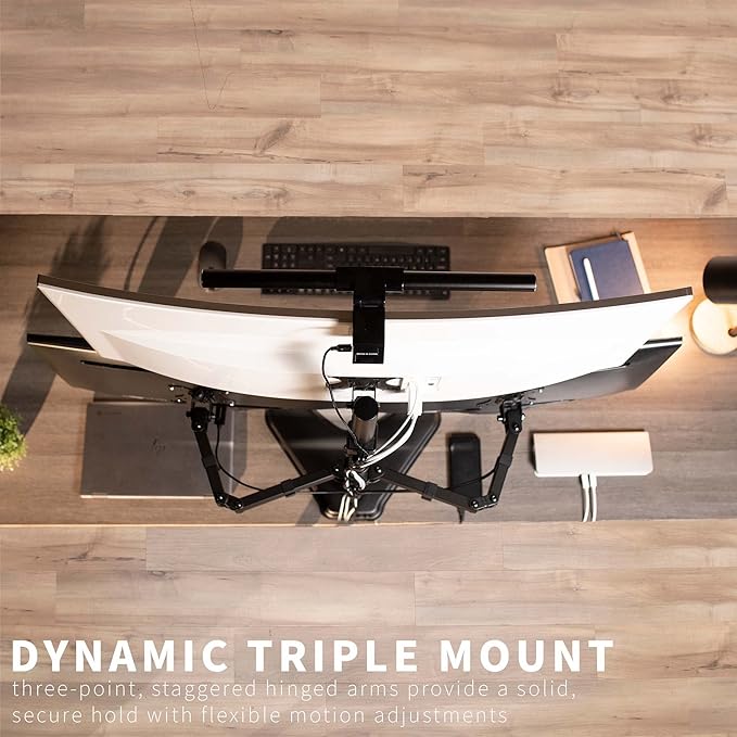 VIVO Triple LCD LED Computer Monitor Desk Stand, Free Standing Heavy Duty Fully Adjustable Mount for 3 Screens up to 30 inches STAND-V003E