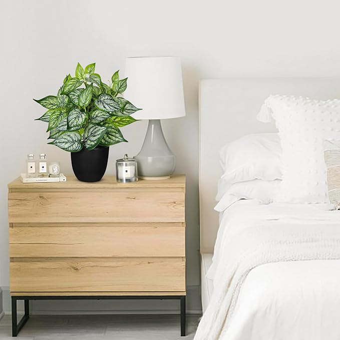 14.5" Artificial Plants Indoor Home Decor, Fake Potted Silk Plants for Shelves Living Room Decorative, Small Artificial Office Desk Plant in Pots, Faux Potted Greenery Tropical House Plant