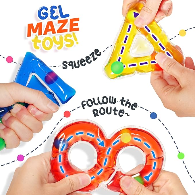 Sensory Toys for Kids Toddlers: Fidget Sensory Toys for Autistic Children Special Needs, Gel Filled Squishy Stress Toys for Autism / Anxiety Relief, Ideal Materials for Teaching/Learning Shapes Colors