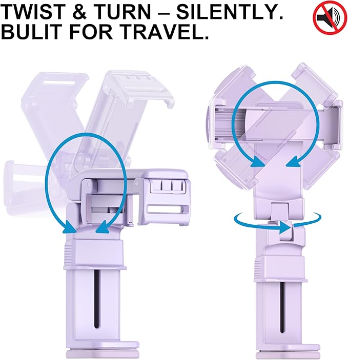 Perilogics 2025 Upgraded Travel Essentials Must Have Airplane Phone Holder Mount. Improved Ergonomic Lever, Perfect for Long Flight, Cruise, Desk, Travel Gift for Content Creator (Lavendar)