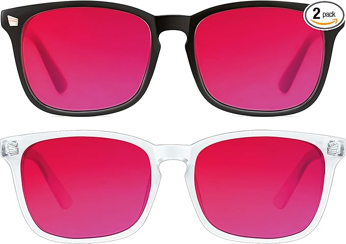 2 pack 99% Blue Light Blocking Glasses, Red Lens Computer Gaming Glasses for Men Women Anti Fatigue & Eye Strain