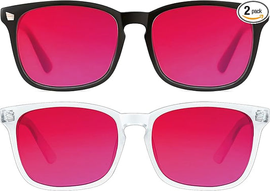 2 pack 99% Blue Light Blocking Glasses, Red Lens Computer Gaming Glasses for Men Women Anti Fatigue & Eye Strain