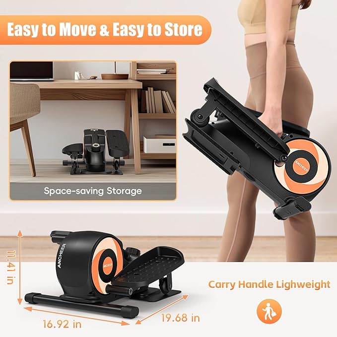ANCHEER Under Desk Elliptical, Under Desk Bike Pedal Exerciser, Fully Assembled Leg Exerciser 2 in 1 Seated Standing Elliptical, Ultra-Quiet Mini Elliptical Machines for Home Office Use