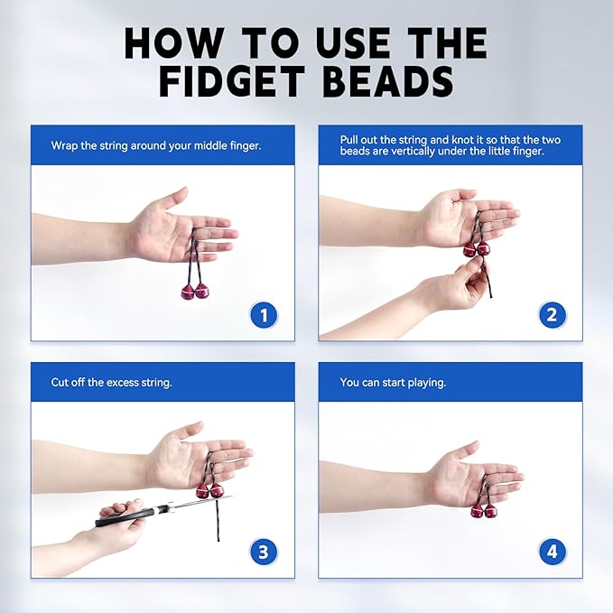 Fidget Beads, Metal Fidget Toy EDC Anxiety Relief Toy for Men Women Teens Skill Players Stress Relief Toys(A-Blue&White)