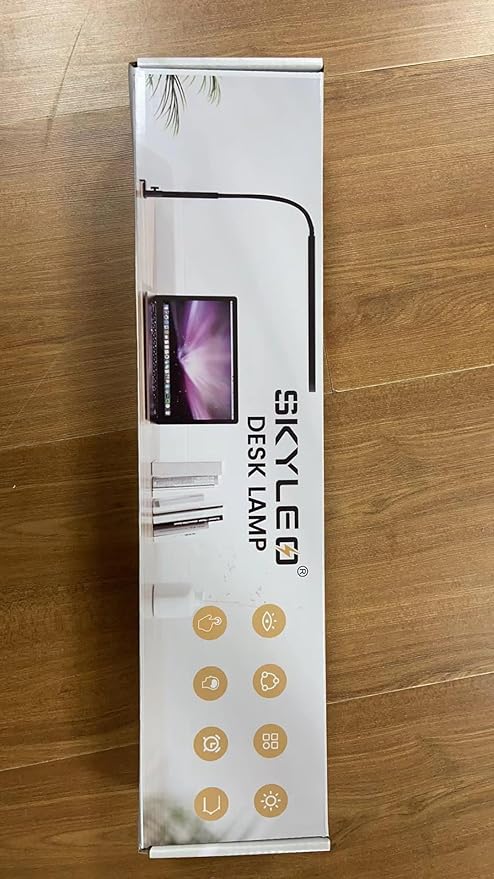 SKYLEO Led Desk Lamp - Desk Light for 33.5" Tall - Flexible Gooseneck - 5 Color Modes X 11 Brightness Levels - 1300LM - Timmer & Memory Function - 12W Clip on Light - Black