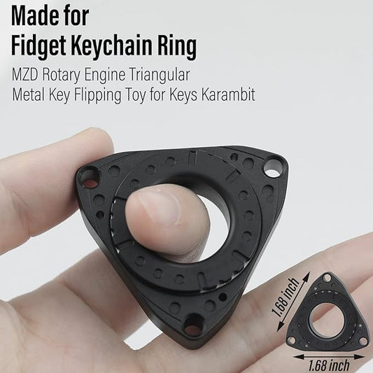 FREELOVE Keychain Ring Fidget Spinner for Adults, Men Finger Haptic Roller, Small Metal Clicker Toys, Ball Bearing, Black Fingears Spinning EDC for Anxiety Stress, Black