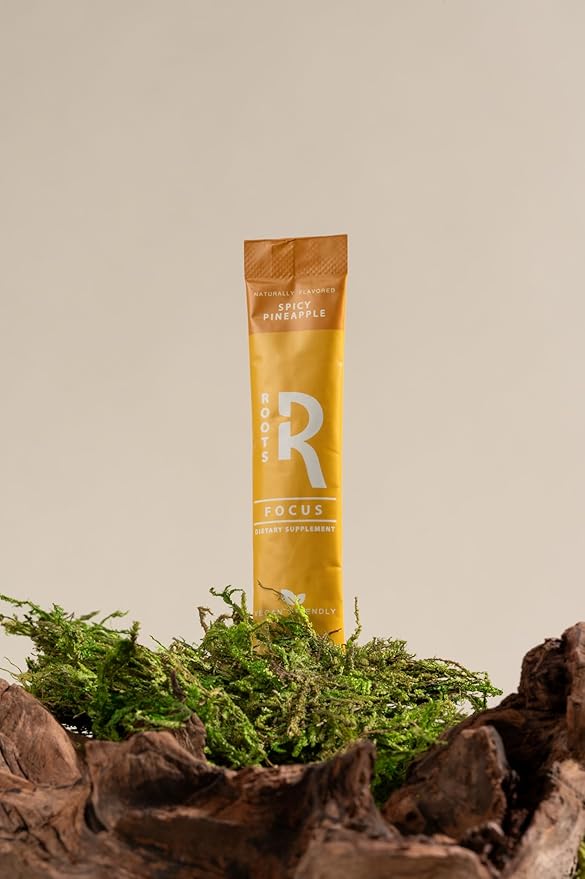 Roots Focus Nootropic Brain Supplement, Spicy Pineapple, Blend of Lion's Mane, Cordyceps, and Reishi Functional Mushrooms with Extended-Release Caffeine, 15 Servings