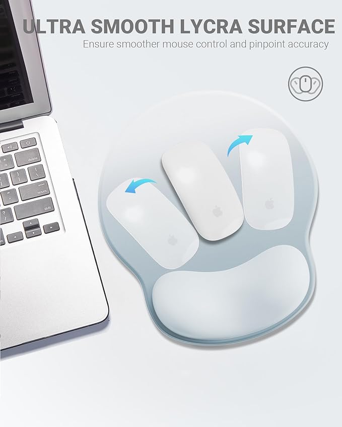 Ergonomic Mouse Pad Wrist Support, Comfortable Mouse Pad Wrist Rest, Relieve Wrist Pain Gel Mouse pad, Non-Slip Rubber Base Mousepad for Laptop, Computer(Gradient Grey Blue)