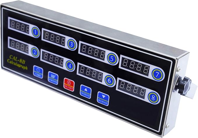 Commercial 8 Channels Digital Kitchen Timer, Stainless Steel Calculagraph Timer with Loud Alarm for Restaurant, Clock Reminder on Multiple Events