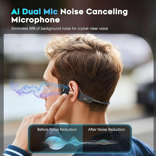 MAIRDI Bone Conduction Headphones with Microphone, Open Ear Wireless Headphones Bluetooth 5.3,10Hr Playtime, Sports Earphones with Mic, Running Cycling Hiking