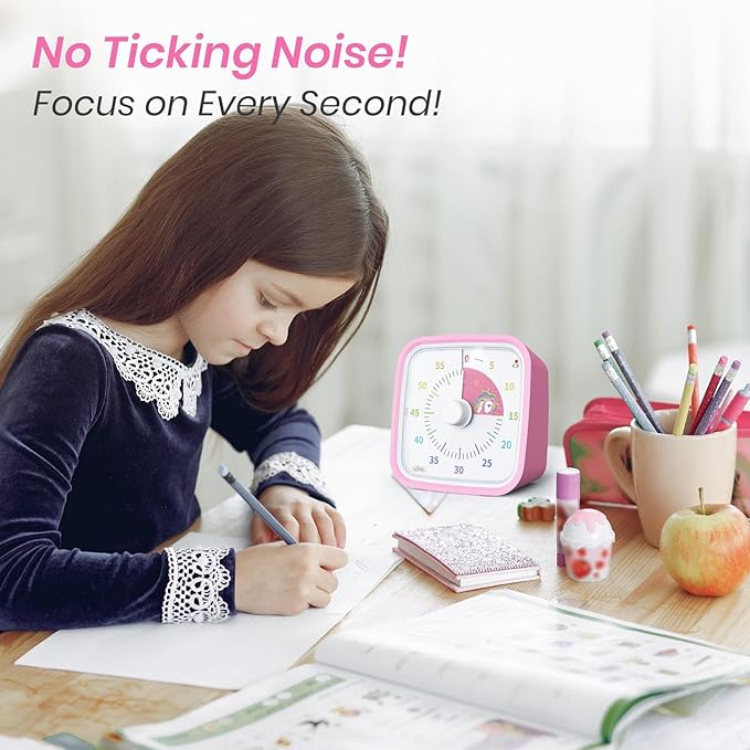 Yunbaoit Visual Timer with Protective Case, Unicorn Disk 60 Minute Countdown Timer for Kids and Adults, Silent Time Management Tool(Pink)