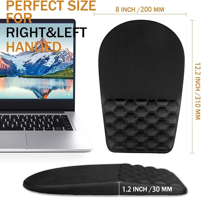 Ergonomic Mouse Pad Wrist Support,Upgrade Mousepad with Massage Design,Non-Slip PU Base Desktop Mouse Pads for Pain Relief, Computer, Office & Home,12 x 8 in（E-Black）