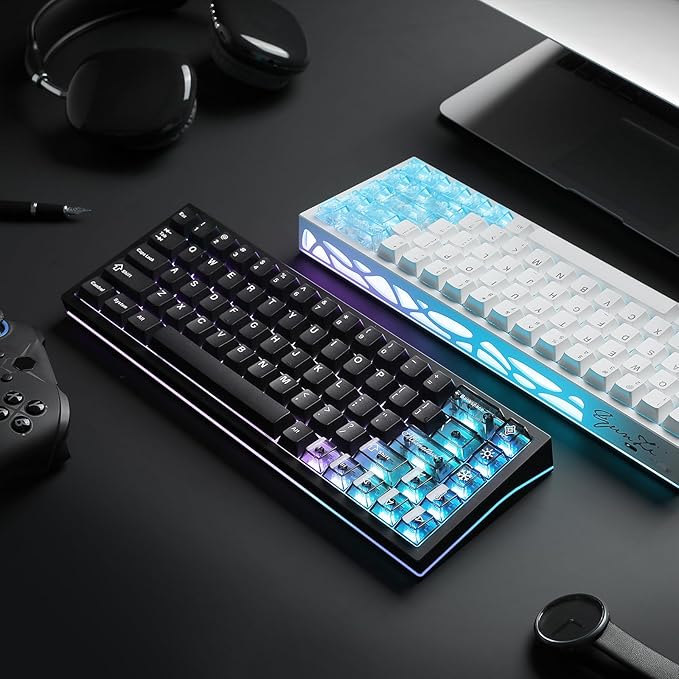 YUNZII AL65 Wireless Mechanical Keyboard, Full Aluminum CNC,Support QMK/VIA Software Gasket Structure,60% Hot Swappable with RGB Backlit BT/2.4G/USB-C for Mac/Windows(Black, Milk V2)
