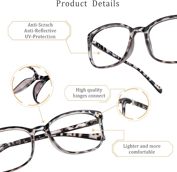 LifeArt Blue Light Blocking Glasses, Anti Eyestrain, Computer Reading Glasses,TV Glasses for Men and Women