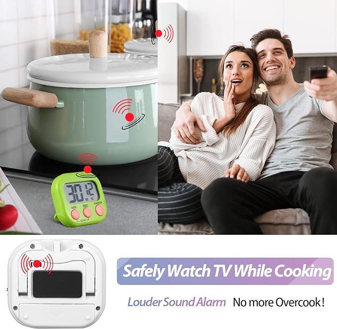 Weewooday 24 Pcs Digital Kitchen Timer Magnetic Timer Bulk On/Off Switch Minute Second Count up Countdown Loud Alarm for Exercise Cook Baking (Classic Color)