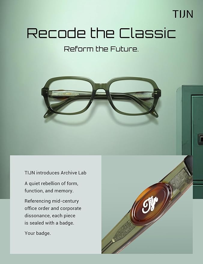 TIJN Vintage Inspired Blue Light Blocking Glasses, Modern Square Acetate Computer Screen Eye Glasses for Woman Men, AL01