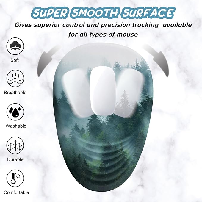 Ergonomic Mouse Pad with Wrist Support, Desktop Mouse Pad Wrist Rest Design and Non-Slip PU Base, Computer Mousepads for Pain Relief, Office & Home, Fog Forest