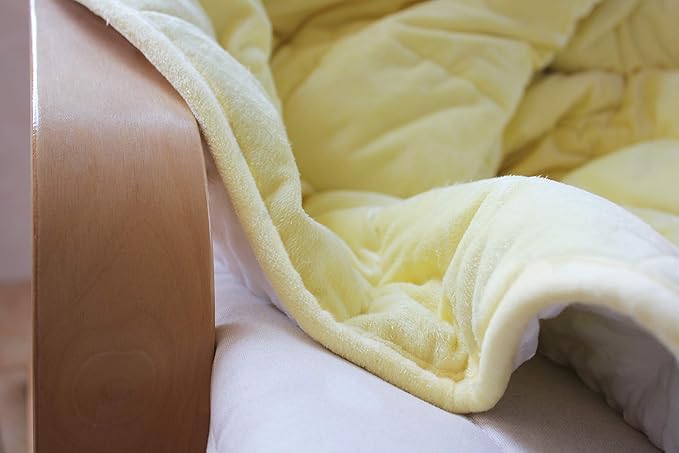 ALANSMA Reversible Weighted Blanket for All Season, Luxury Velvet, Warm and Cool, Adult 10Lb Yellow Weighted Blanket, Enjoy Sleeping Anywhere(Light Yellow,48"x72" 10lbs)