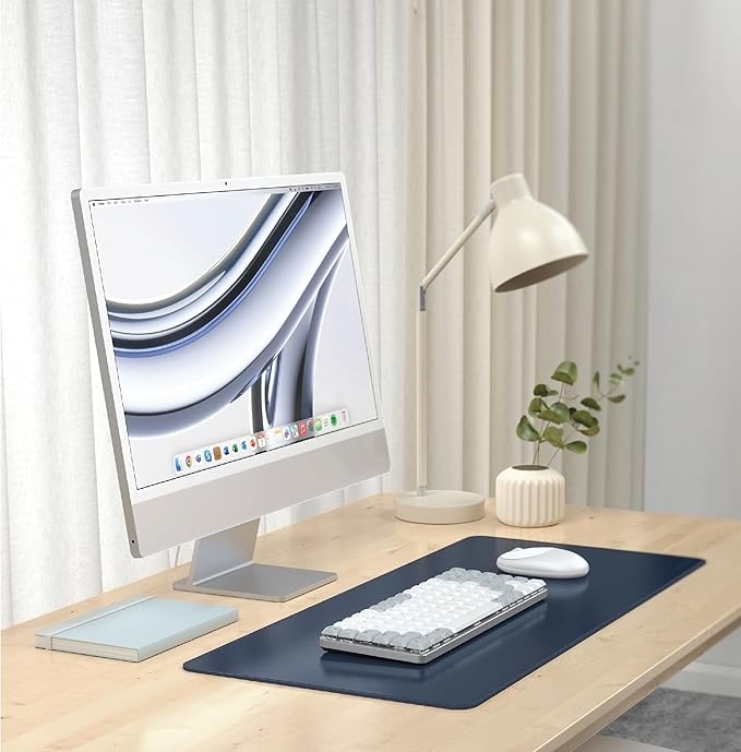 Satechi Vegan Leather Desk Mat, Large Mouse Pad Scratch and Water Resistant, Easy to Clean, Desk Pad for Office and Home, 26.8” x 12.4” x 0.1” - Blue